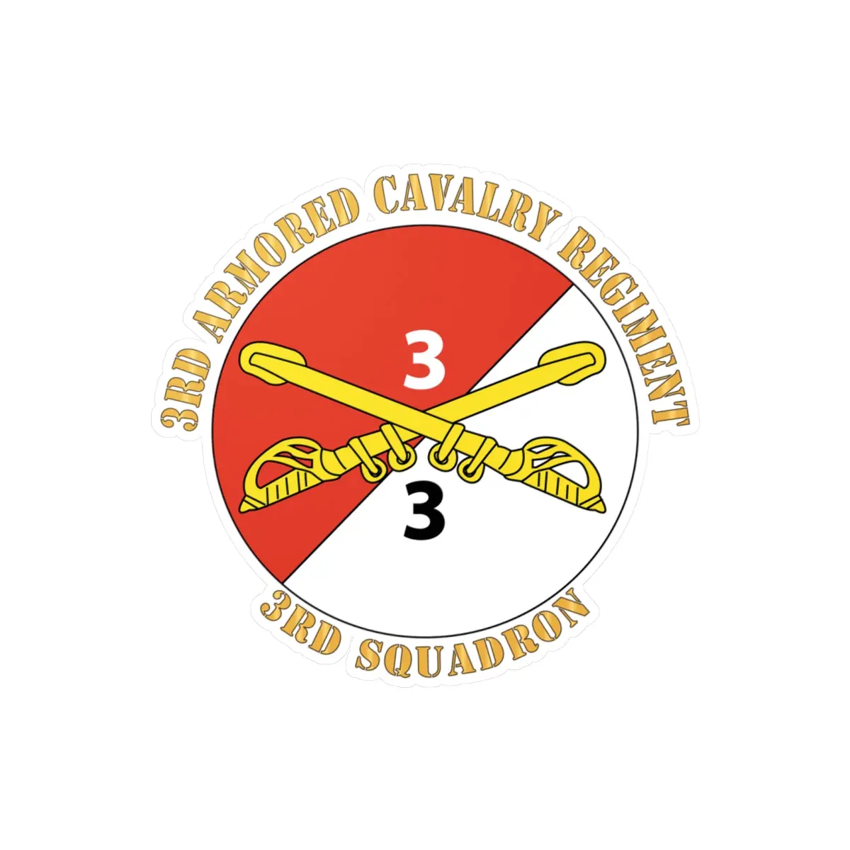 Kiss-Cut Vinyl Decals - Army - 3Rd Squadron - 3Rd Armored Cavalry Regiment With Text X 300 1
