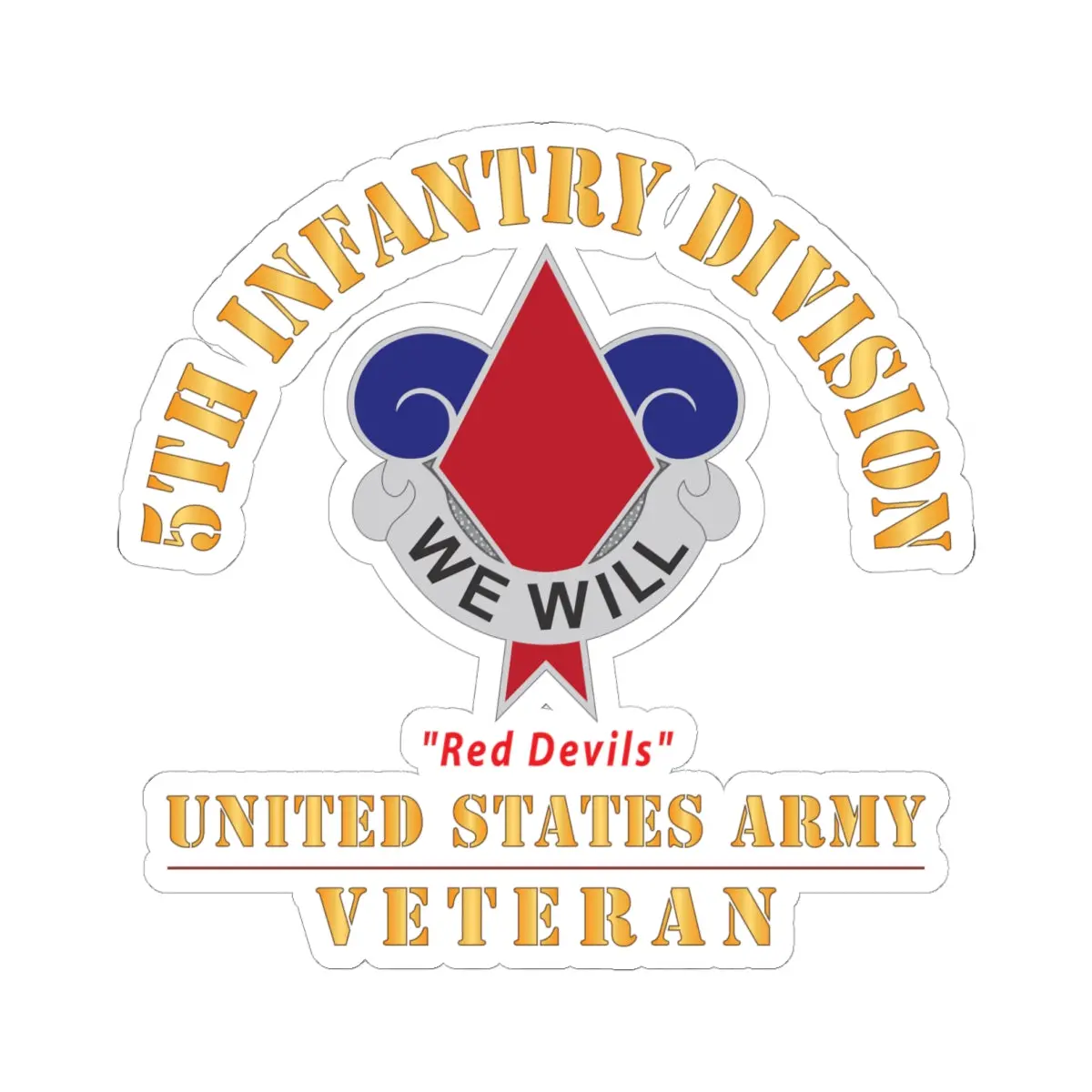 Kiss - Cut Stickers - Army - Dui - 5Th Infantry Division - Red Devils - Us Army Veteran X 300 1