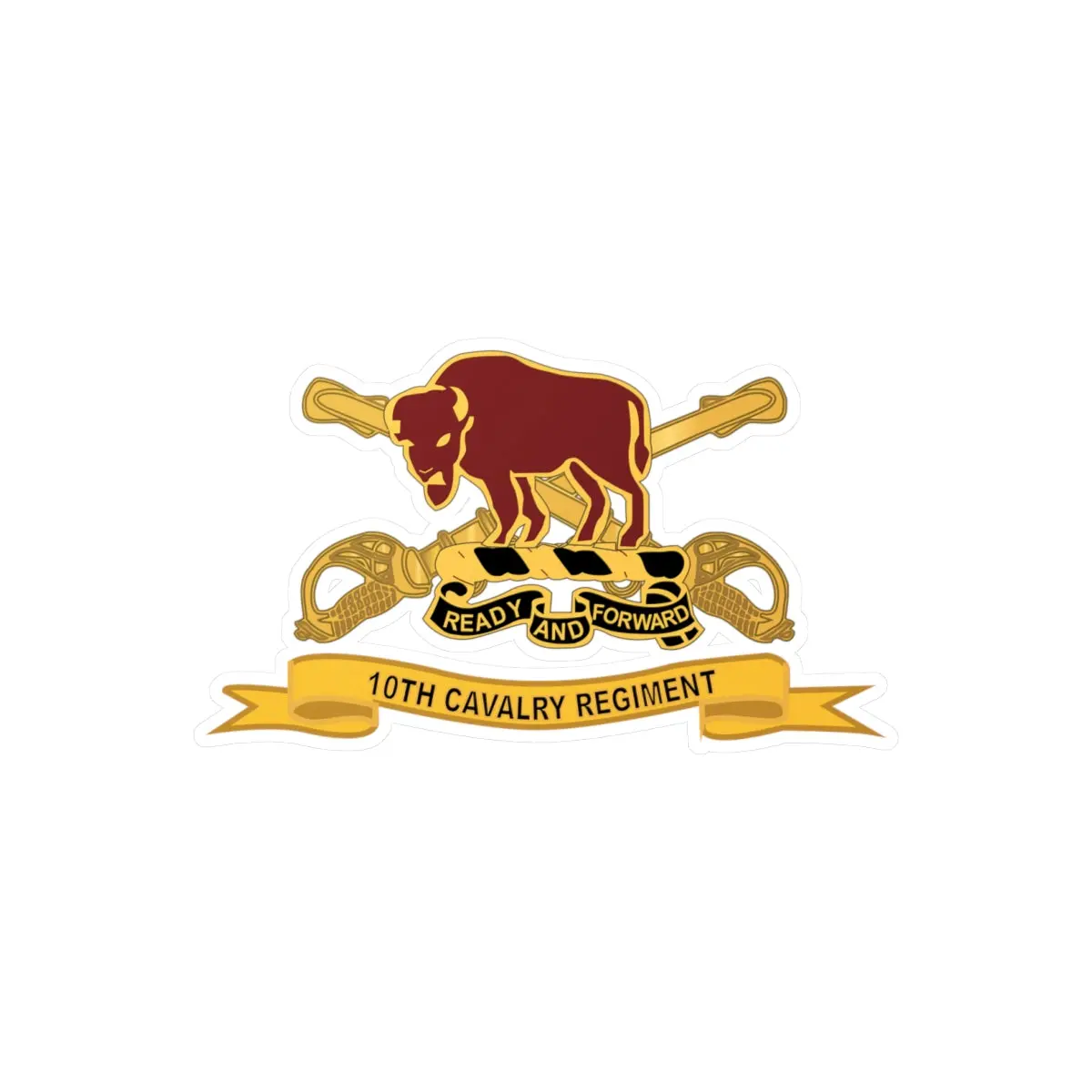 Kiss-Cut Vinyl Decals - Army - 10Th Cavalry Regiment W Br - Ribbon X 300 1