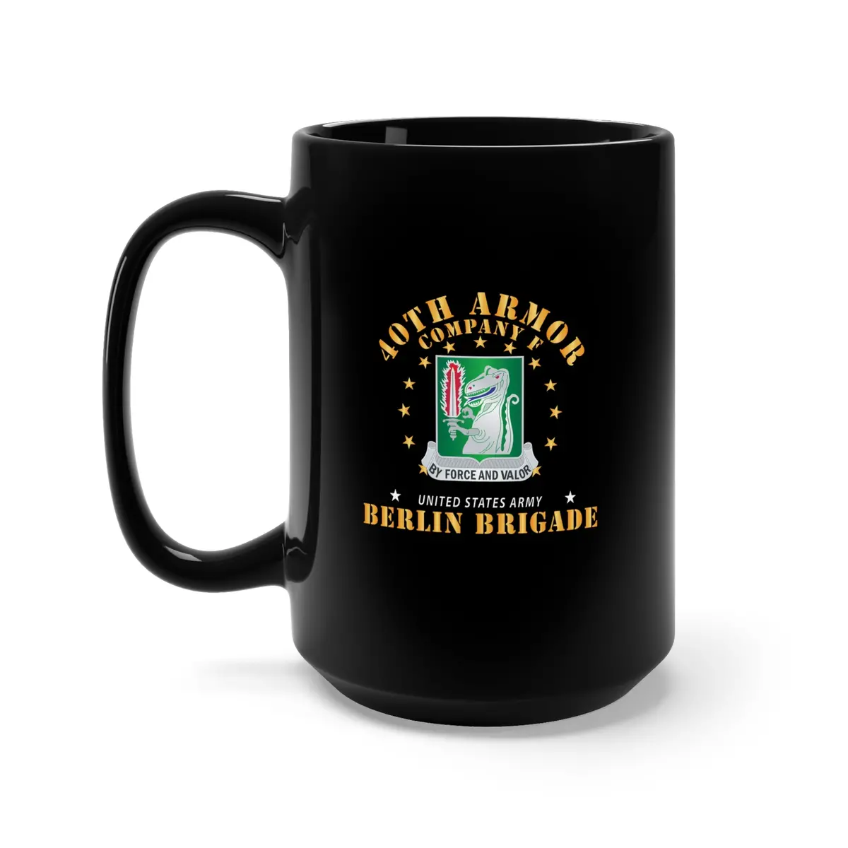 Black Mug 15Oz - Army - Company F 40Th Armor - Berlin Brigade 1