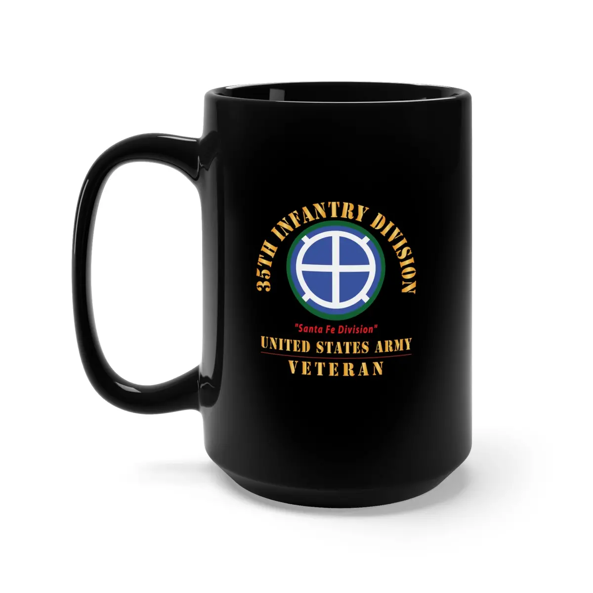 Black Mug 15Oz - Army - Ssi - 35Th Infantry Division - Santa Fe Division - Us Army Veteran X 300 1