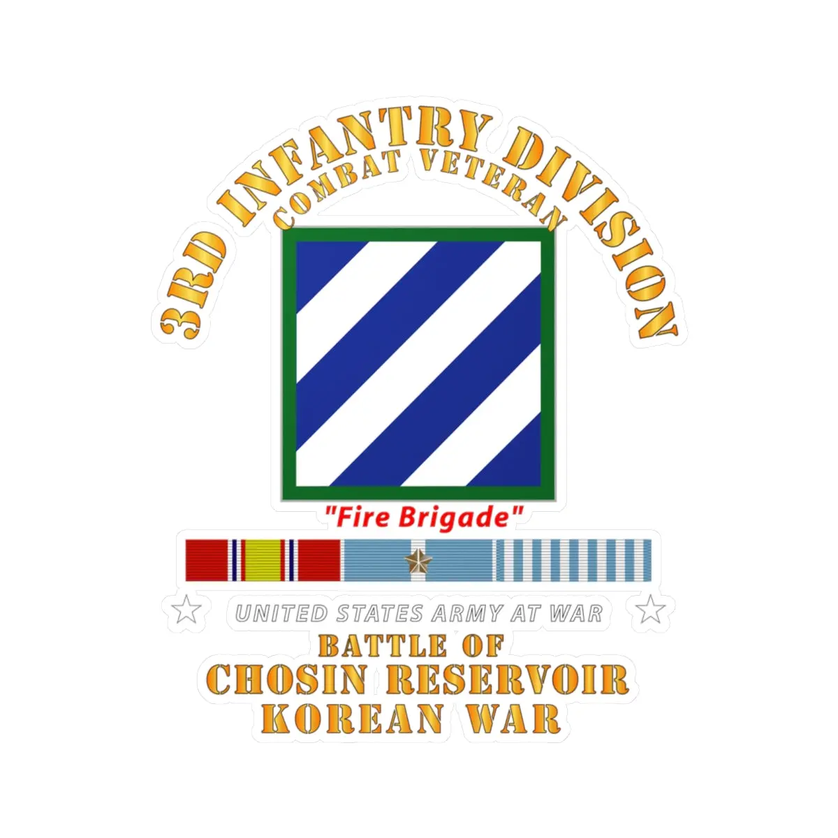 Kiss-Cut Vinyl Decals - Army - 3Rd Id - Battle Chosin Reservoir W Korea War Sv 1
