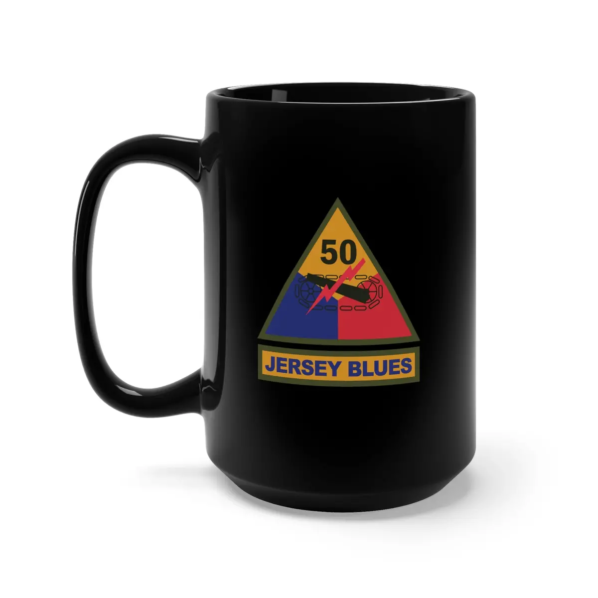 Black Mug 15Oz - Ssi - 50Th Armored Division W Name Tape X 300 1