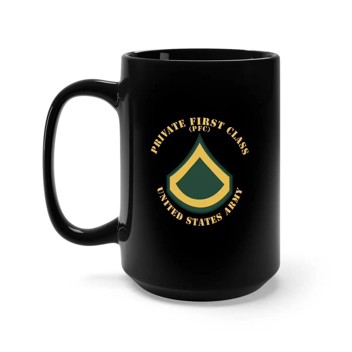 Black Mug 15Oz - Army - Private First Class - Pfc - Flat 1