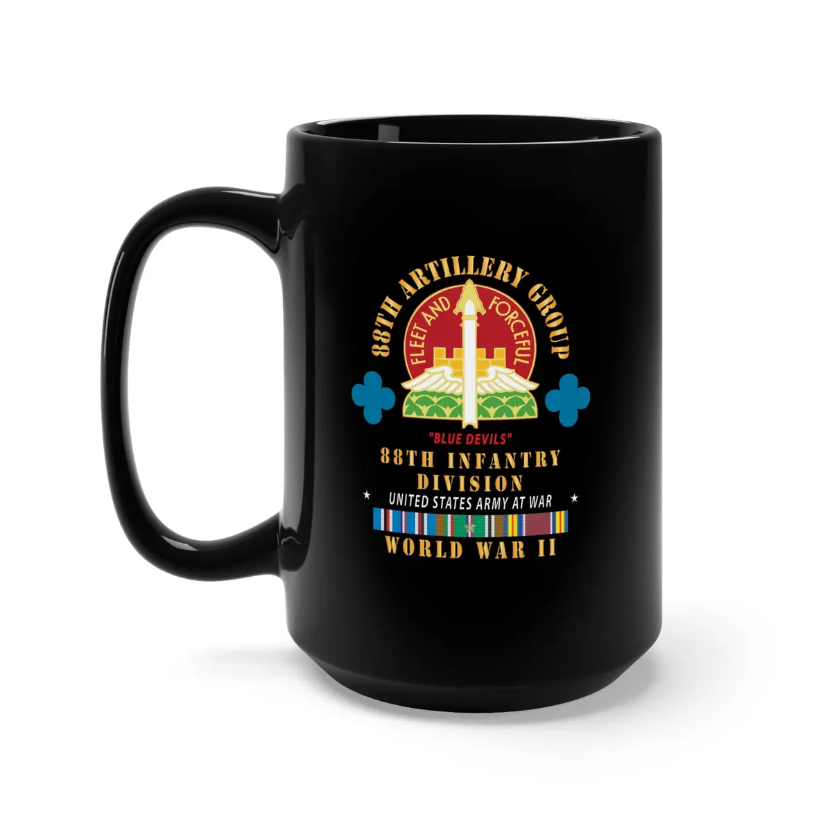 Black Mug 15Oz - 88Th Artillery Group - Dui - 88Th Infantry Division - Blue Devils - W Wwii Eur Svc X 300 1