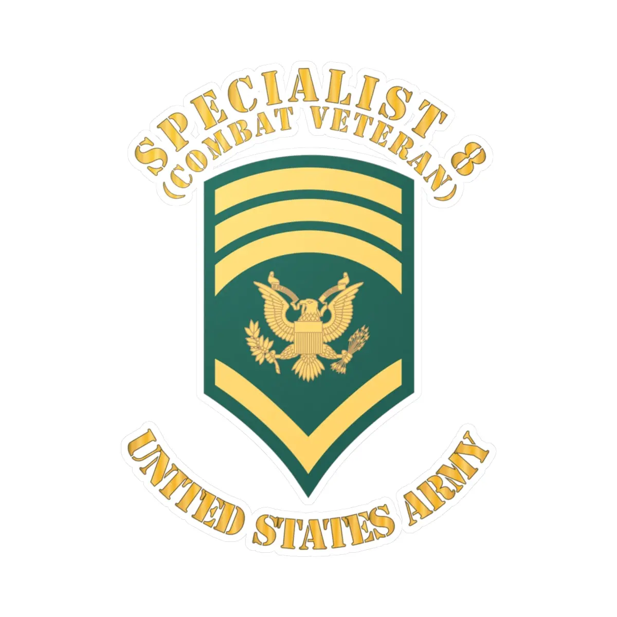 Kiss-Cut Vinyl Decals - Army - Enlisted - Spec 8 - Specialist 8  - Std - Combat Veteran X 300 1