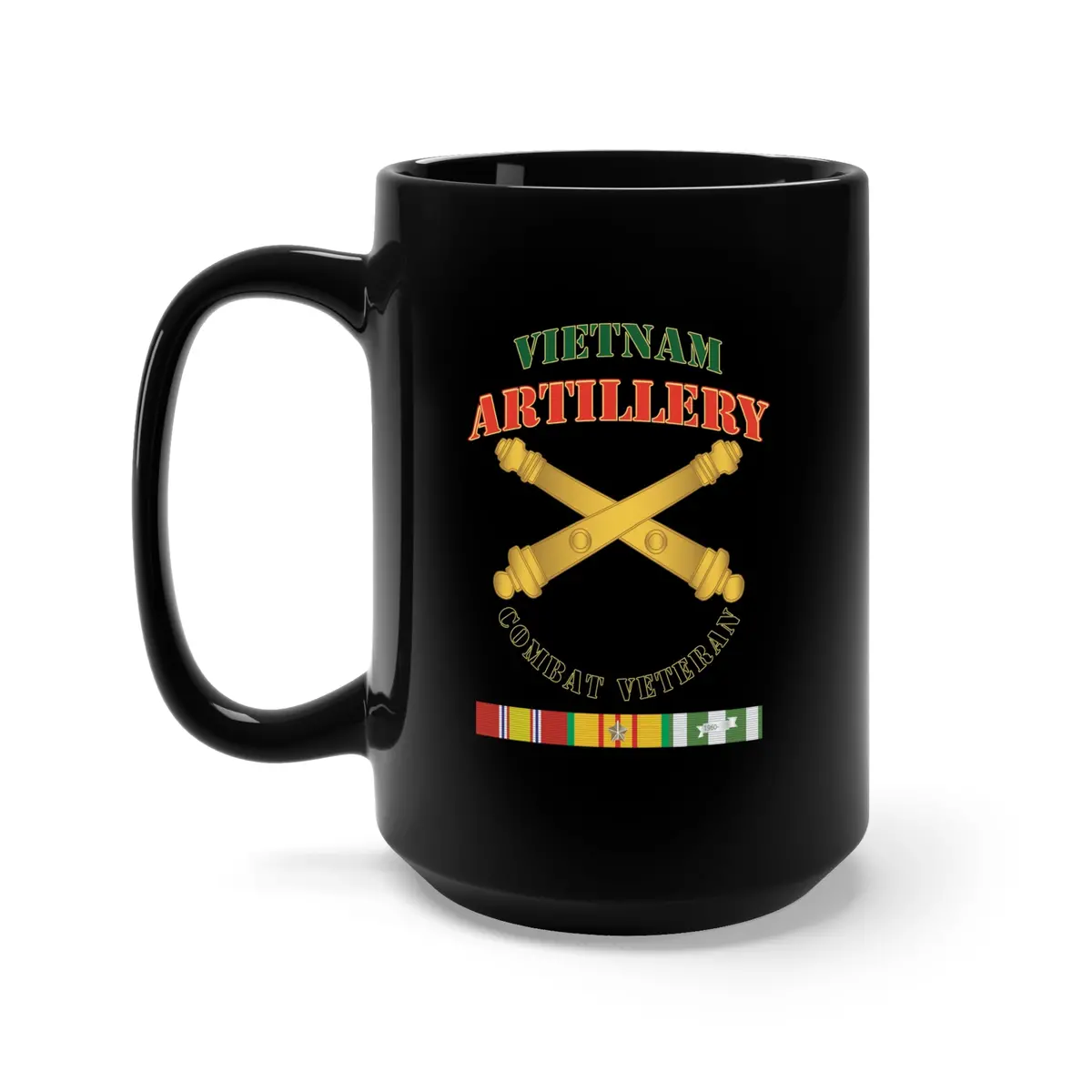 Black Mug 15Oz - Army - Artillery - Vietnam - Combat Vet 1