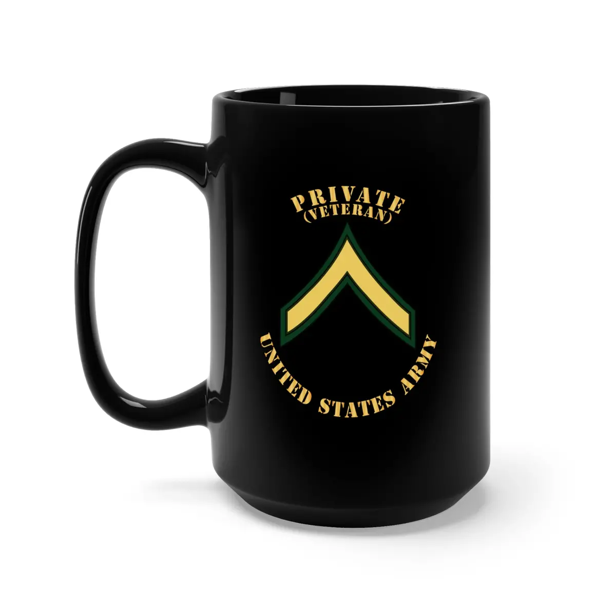 Black Mug 15Oz - Army - Private - Pv2 - Retired - Flat (Copy) 1