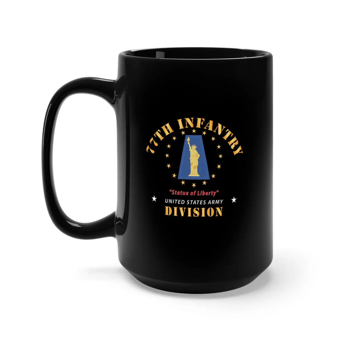 Black Mug 15Oz - Army - 77Th Infantry Division - Statue Of Liberty 1