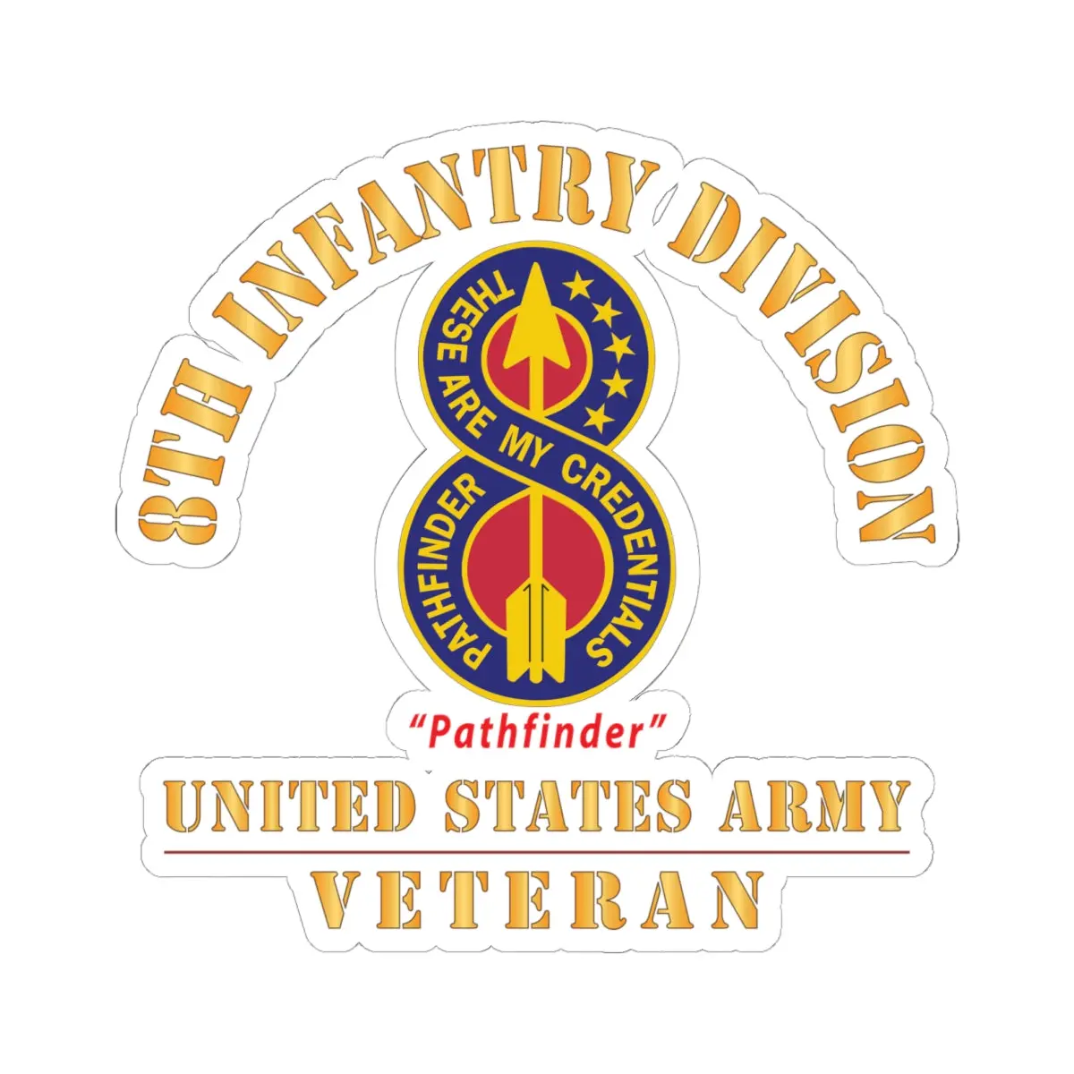 Kiss - Cut Stickers - Army - Dui - 8Th Infantry Division - Pathfinder - Us Army Veteran X 300 1