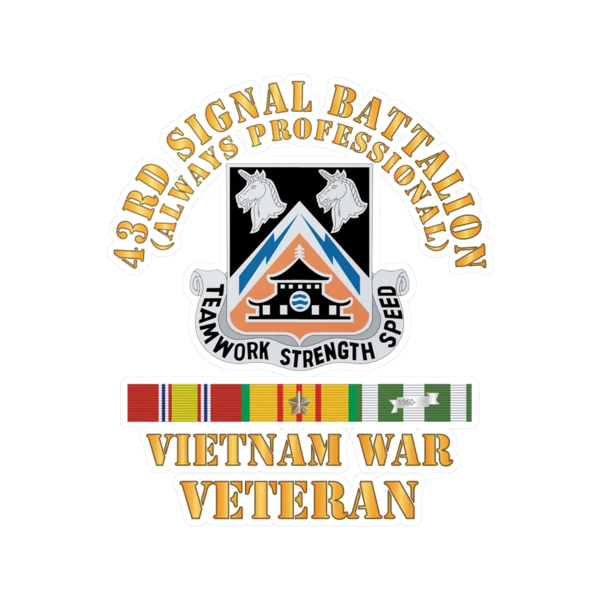 Kiss-Cut Vinyl Decals - Army - 43Rd Signal Battalion - Vietnam War Veteran - Dui W Vn Svc X 300 1