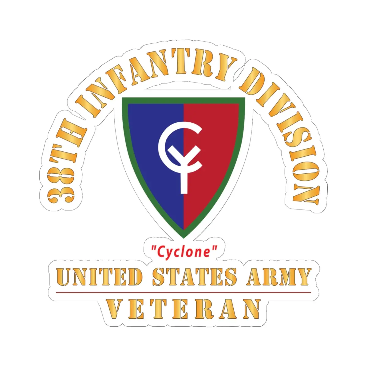 Kiss - Cut Stickers - Army - Ssi - 38Th Infantry Division - Cyclone - Us Army Veteran X 300 1