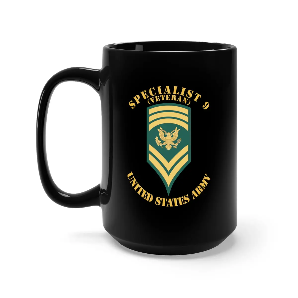 Black Mug 15Oz - Army - Enlisted - Spec 9 - Specialist 9  - Std - Veteran X 300 1