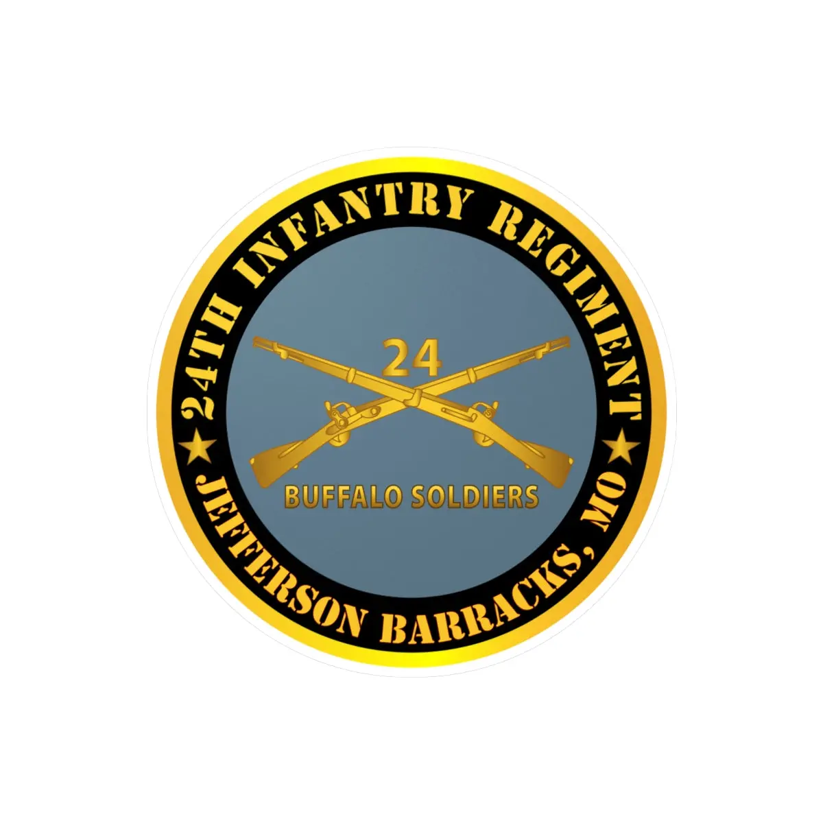 Kiss-Cut Vinyl Decals - Army - 24Th Infantry Regiment - Jefferson Barracks, Mo - Buffalo Soldiers W Inf Branch 1
