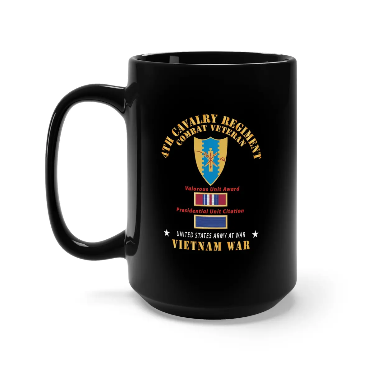 Black Mug 15Oz - Army - 4Th Cavalry Regiment - Vietnam War W Puc And Vua X 300 1