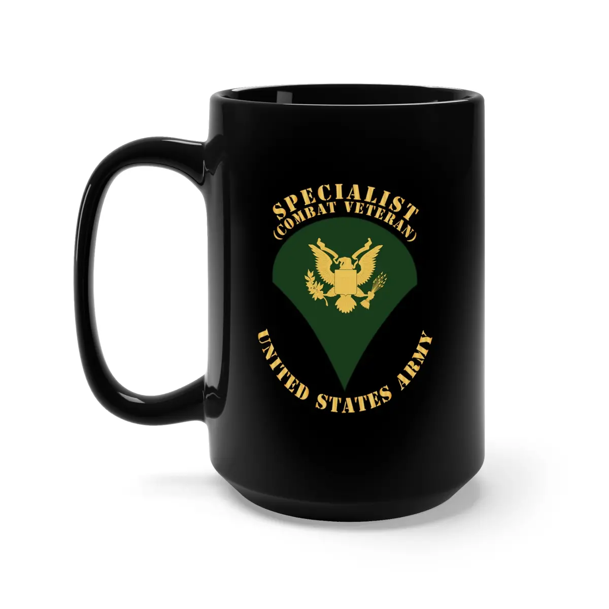 Black Mug 15Oz - Army - Specialist - Sp4 - Combat Veteran - Flat X 300 1