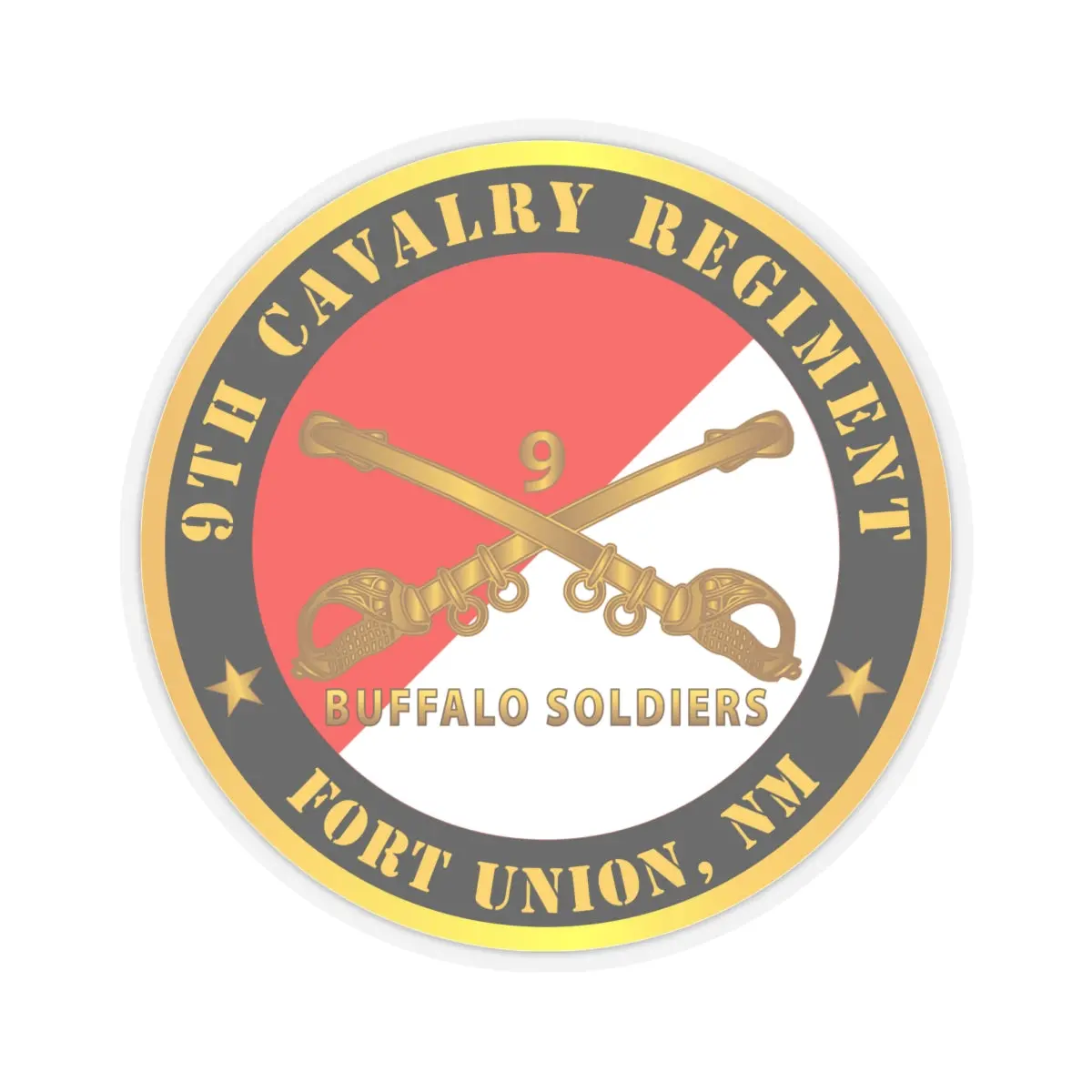 Kiss-Cut Stickers - Army - 9Th Cavalry Regiment - Fort Union, Nm - Buffalo Soldiers W Cav Branch 2