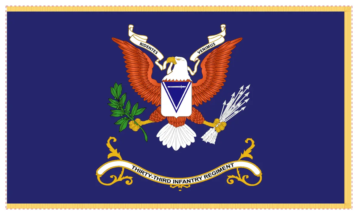 Rectangle Flags - Army - Regimental Colors - 33Rd Infantry Regiment - Ridentes Venimus 1