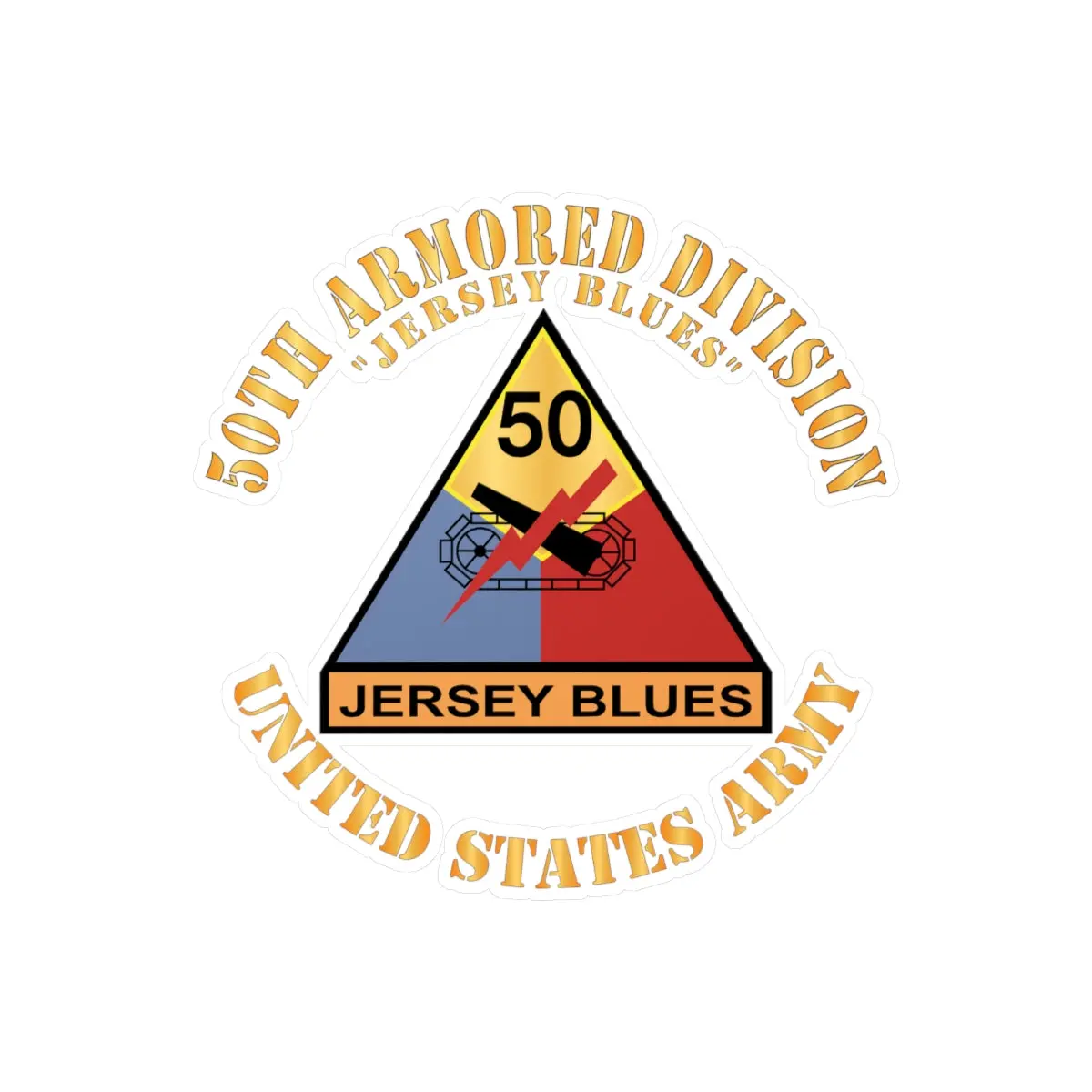 Kiss-Cut Vinyl Decals - Army - 50Th Armored Division - Ssi - Jersey Blues - Jersey Blues - Us Army X 300 1