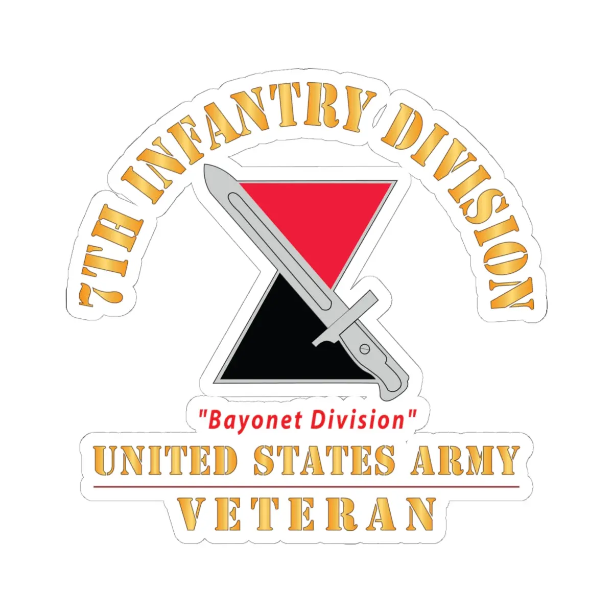 Kiss - Cut Stickers - Army - Dui - 7Th Infantry Division - Bayonet Division - Us Army Veteran X 300 1