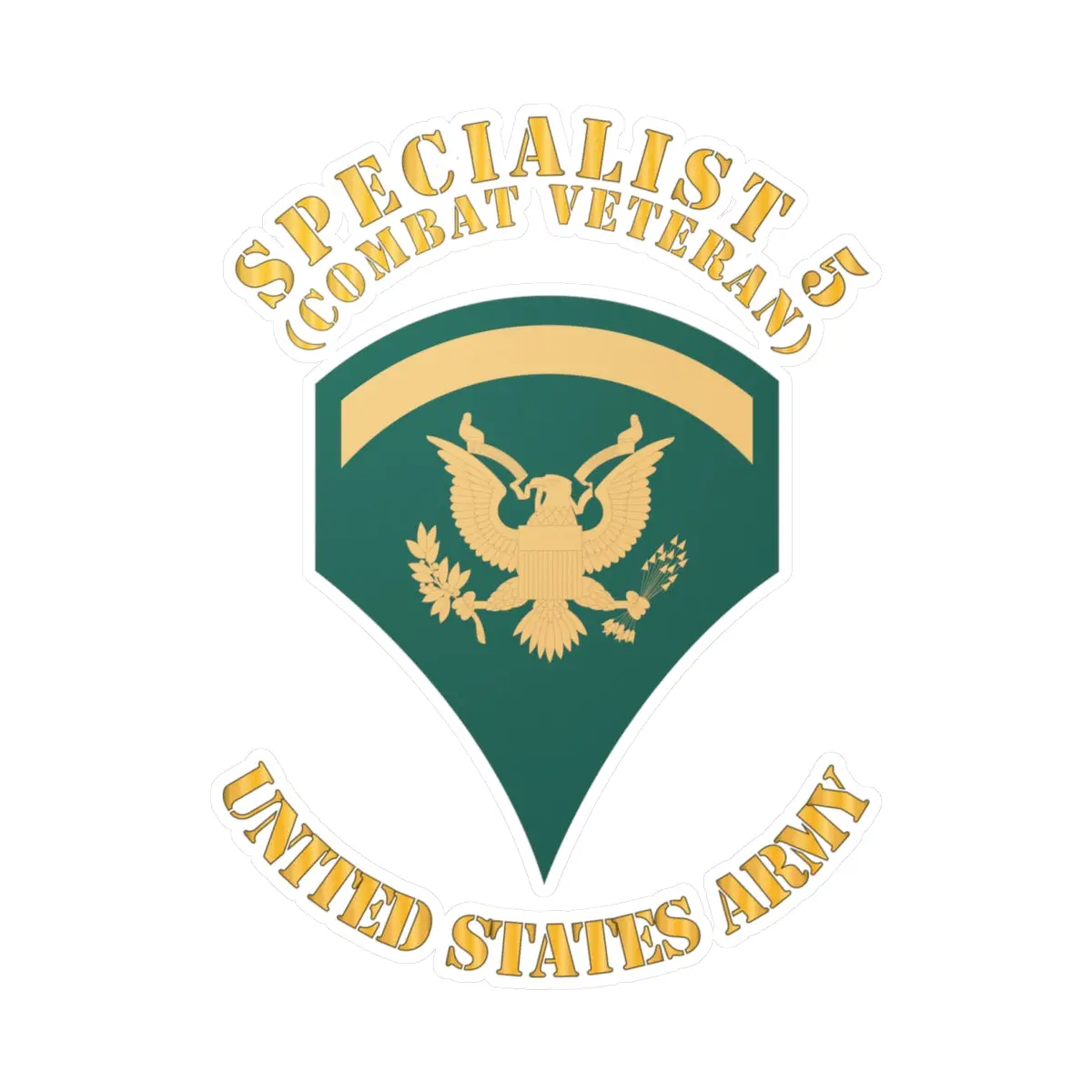 Kiss-Cut Vinyl Decals - Army - Enlisted - Spec 5 - Specialist 5  - Std - Combat Veteran X 300 1