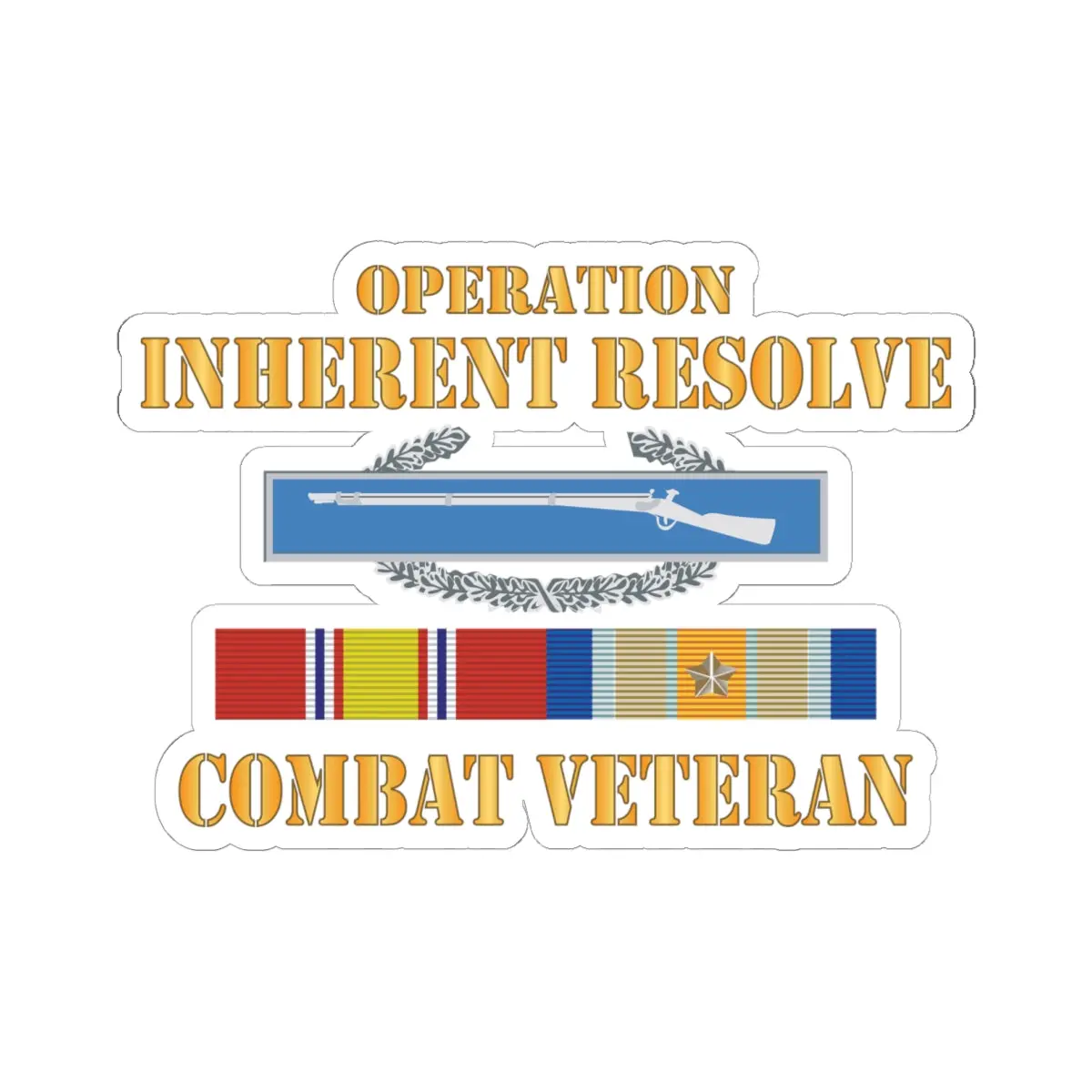 Kiss - Cut Stickers - Army -  Opn Inherent Resolve (Oir) Svc Bar  W Cib - Combat Veteran X 300 1