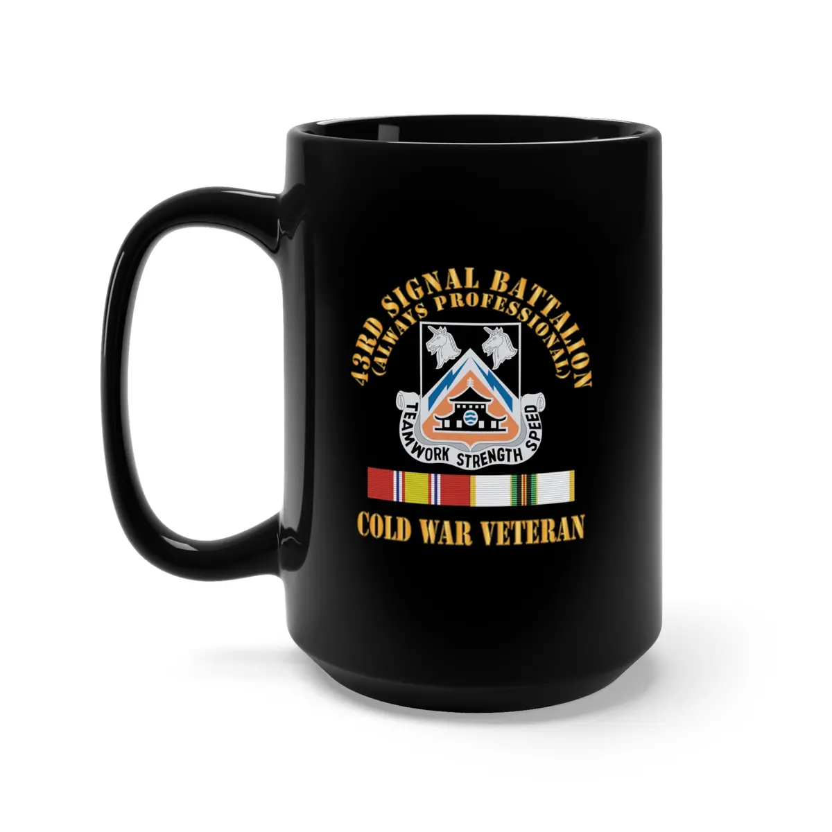 Black Mug 15Oz - Army - 43Rd Signal Battalion - Cold War Veteran - Dui W Cold Svc X 300 1