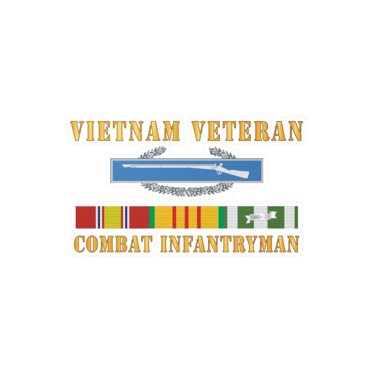 Kiss-Cut Vinyl Decals - Vietnam Veteran - Cbt Infantryman W Cib Vn Svc X 300 1