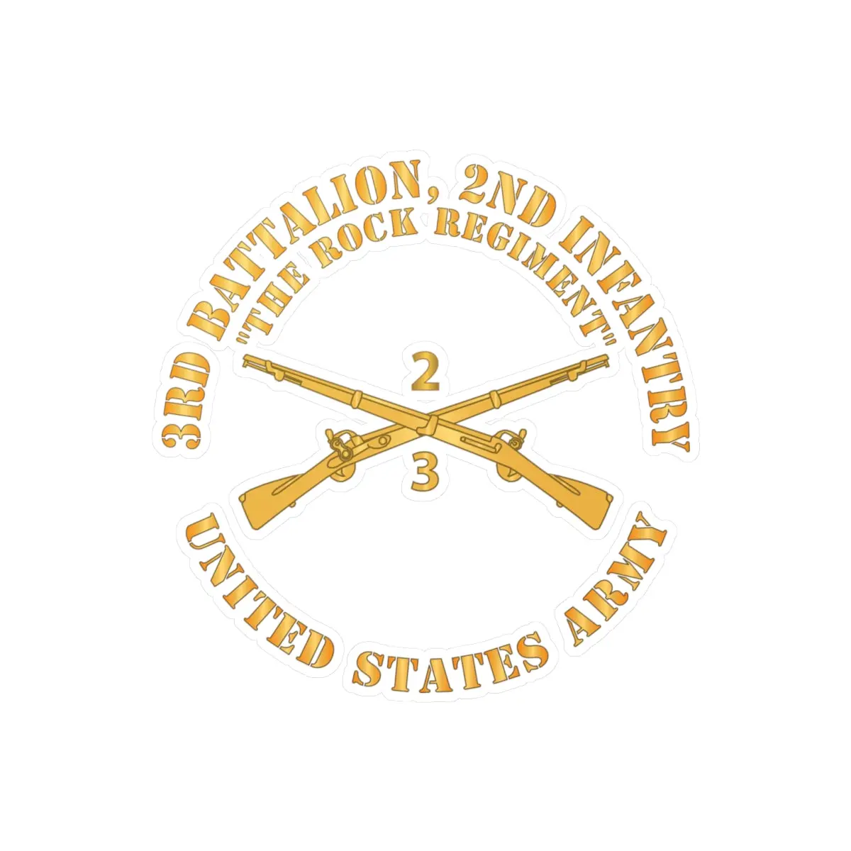 Kiss-Cut Vinyl Decals - Army - 3Rd Battalion, 2Nd Infantry Regiment Branch - The Rock Regiment - Us Army X 300 1