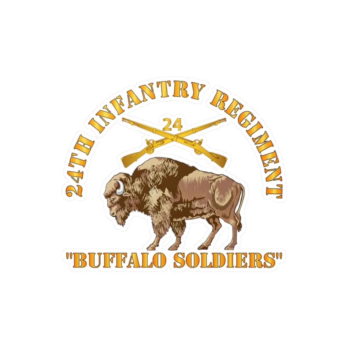 Kiss-Cut Vinyl Decals - Army - 24Th Infantry Regiment - Buffalo Soldiers W 24Th Inf Branch Insignia 1