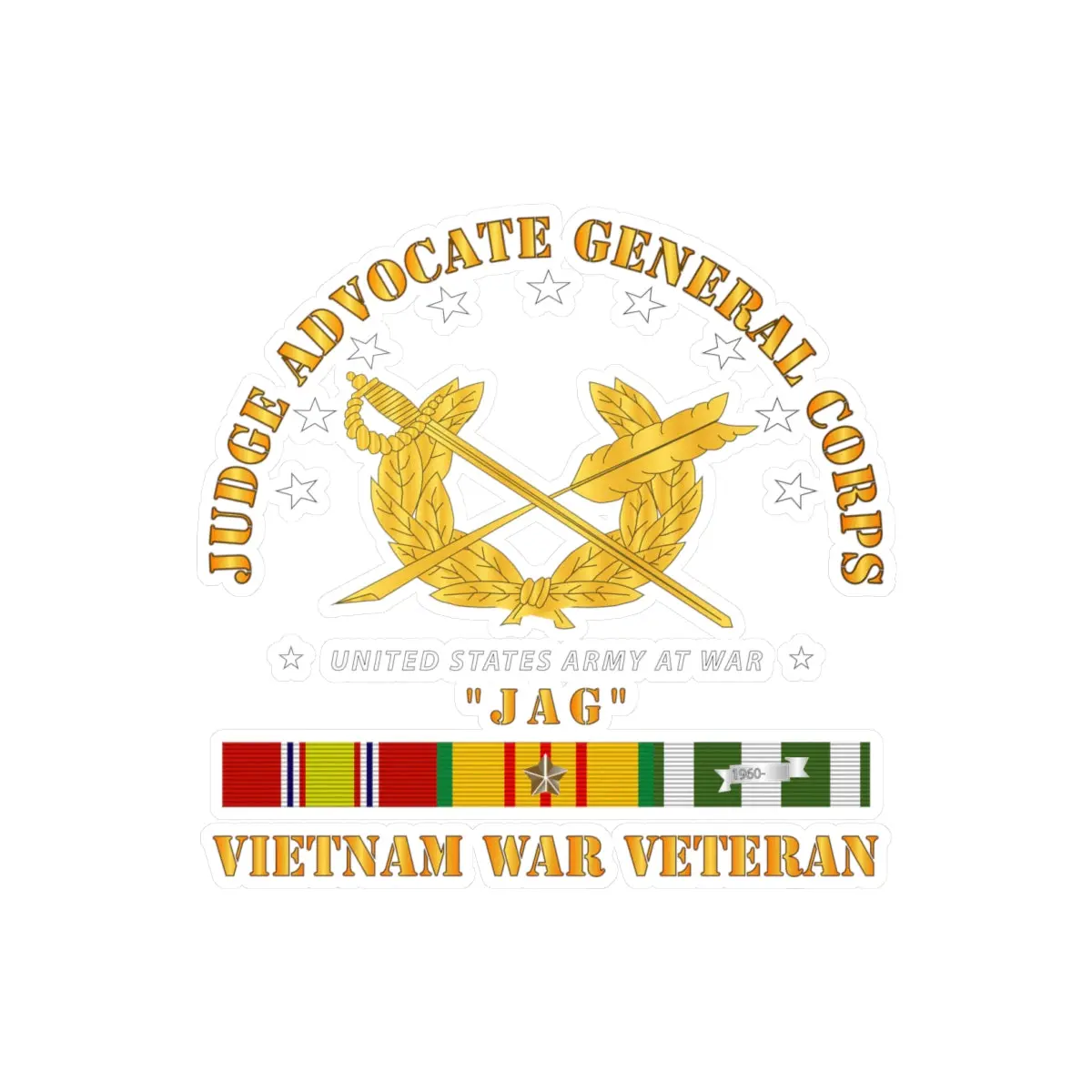 Kiss-Cut Vinyl Decals - Army - Jag Branch W Vn Svc 1