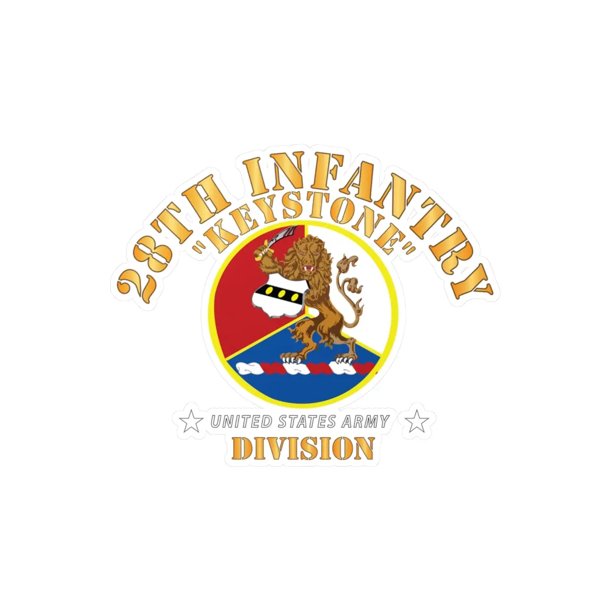 Kiss-Cut Vinyl Decals - Army - 28Th Infantry Division - Keystone - Dui Wo Stars X 300 1