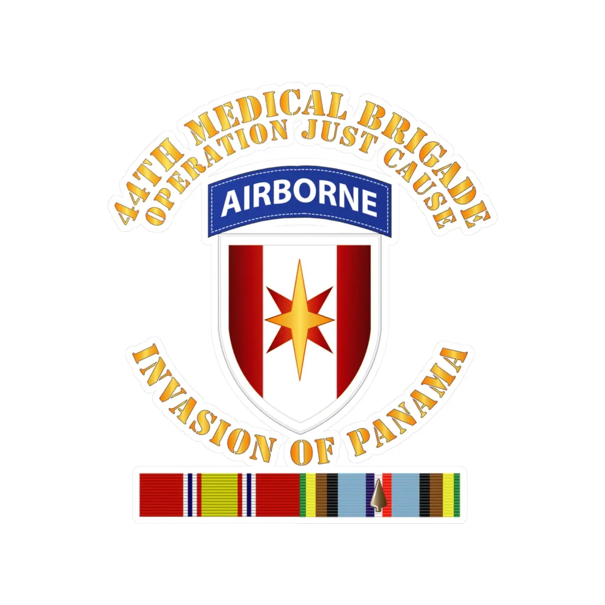 Kiss-Cut Vinyl Decals - Army - Just Cause - 44Th Med Bde Operation Just Cause Panama W Svc Ribbons 1
