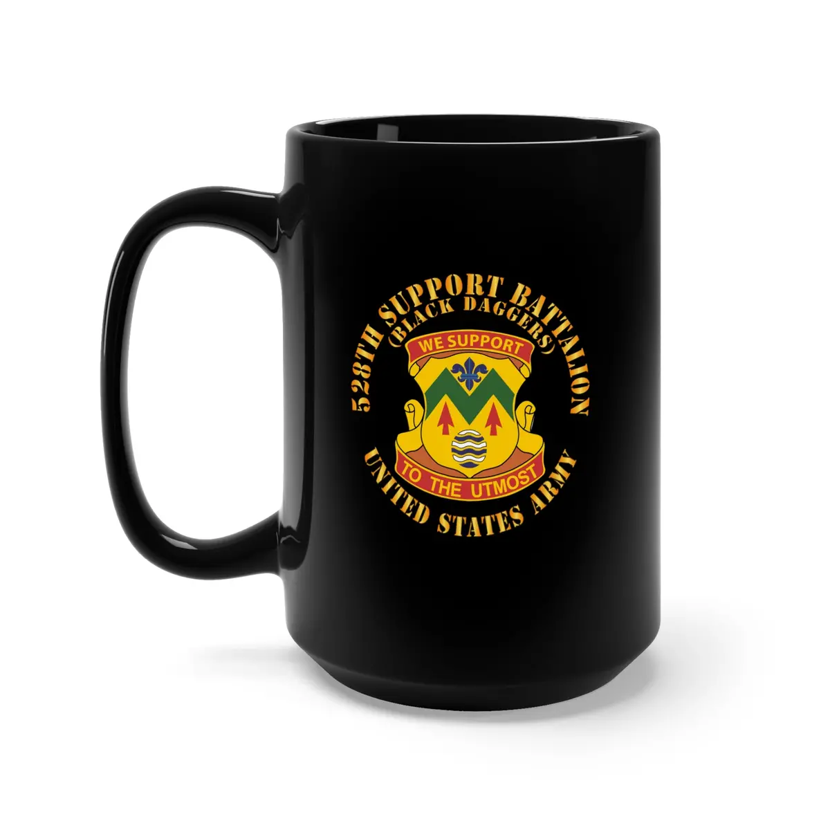 Black Mug 15Oz - Army - 528Th Support Battalion - Dui - Black Daggers X 300 1