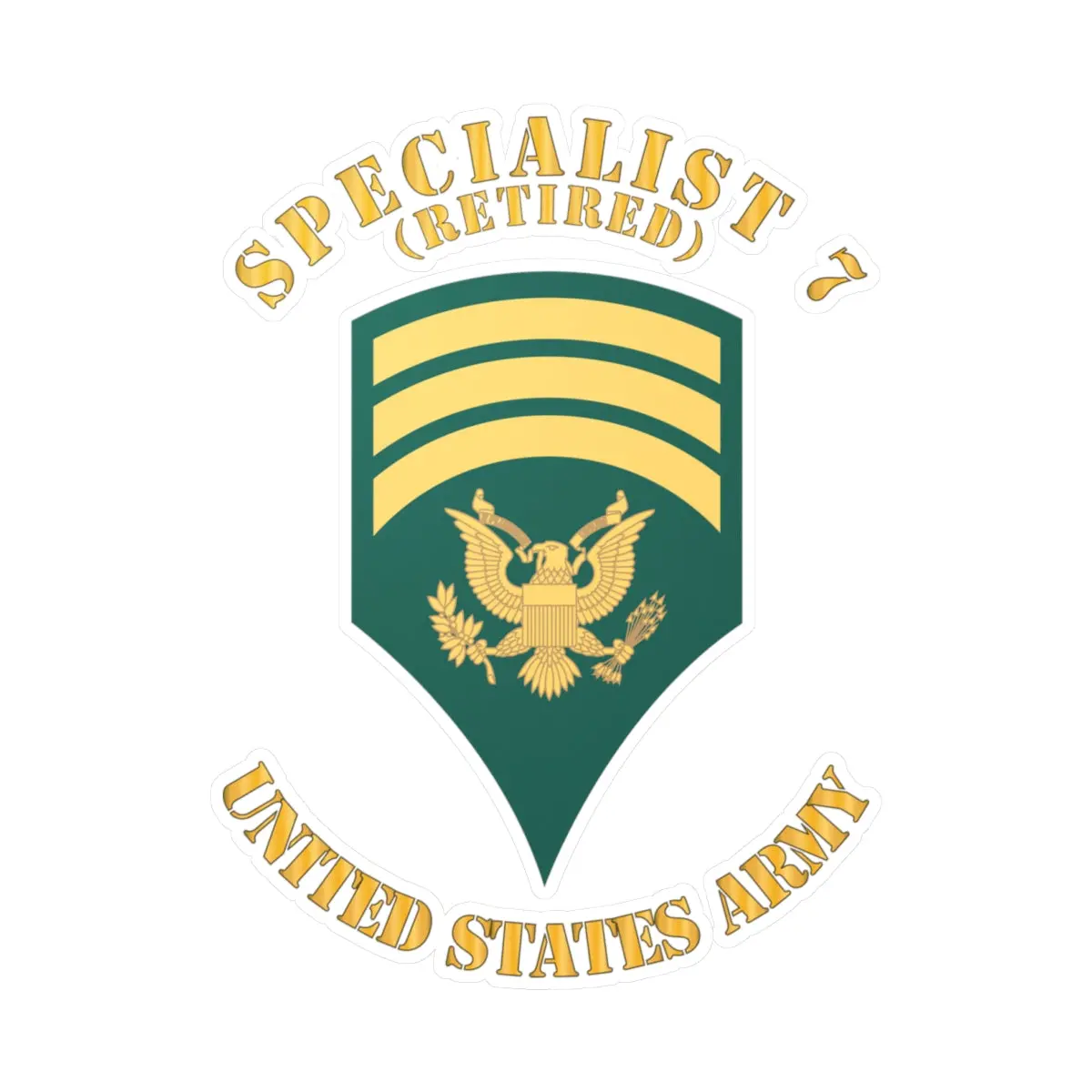 Kiss-Cut Vinyl Decals - Army - Enlisted - Spec 7 - Specialist 7  - Std - Retired X 300 1