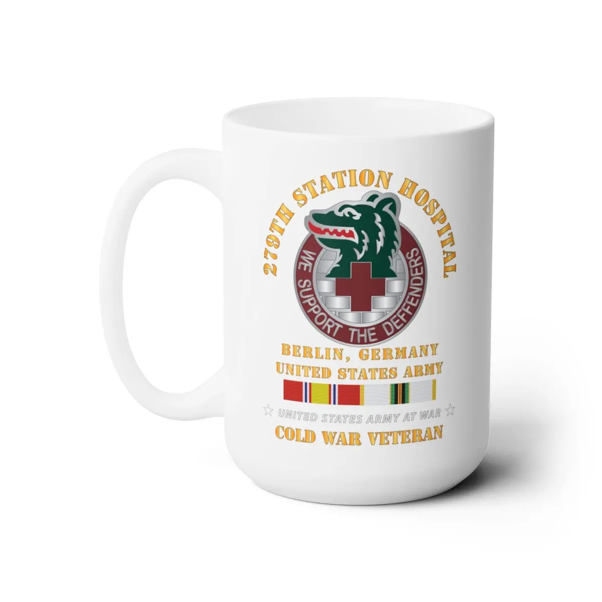 White Ceramic Mug 15Oz - Army - 279Th Station Hospital - Berlin, Germany W Cold Svc X 300 1