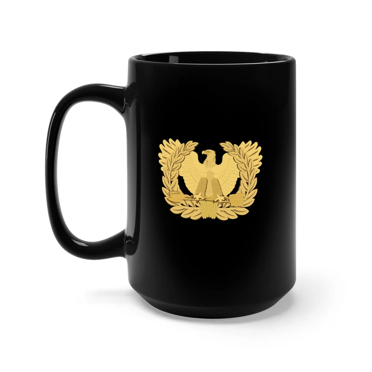 Black Mug 15Oz - Army - Emblem - Warrant Officer Insignia Wo Txt 1