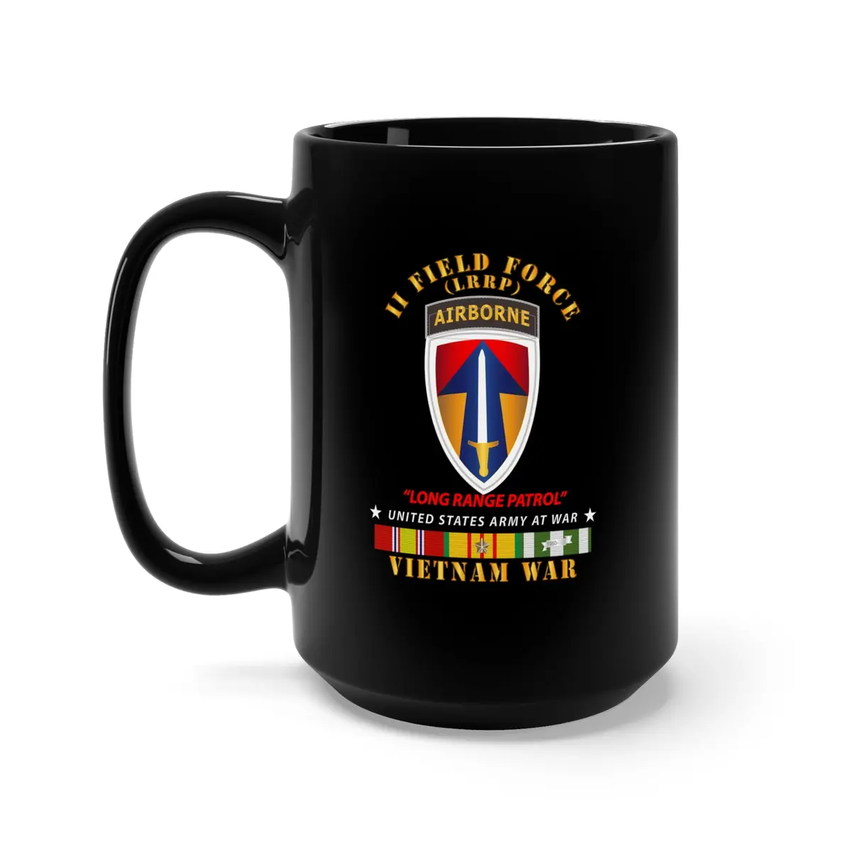 Black Mug 15Oz - Army - Ii Field Force - Airborne Tab - Lrp - Vietnam W Vn Svc 1
