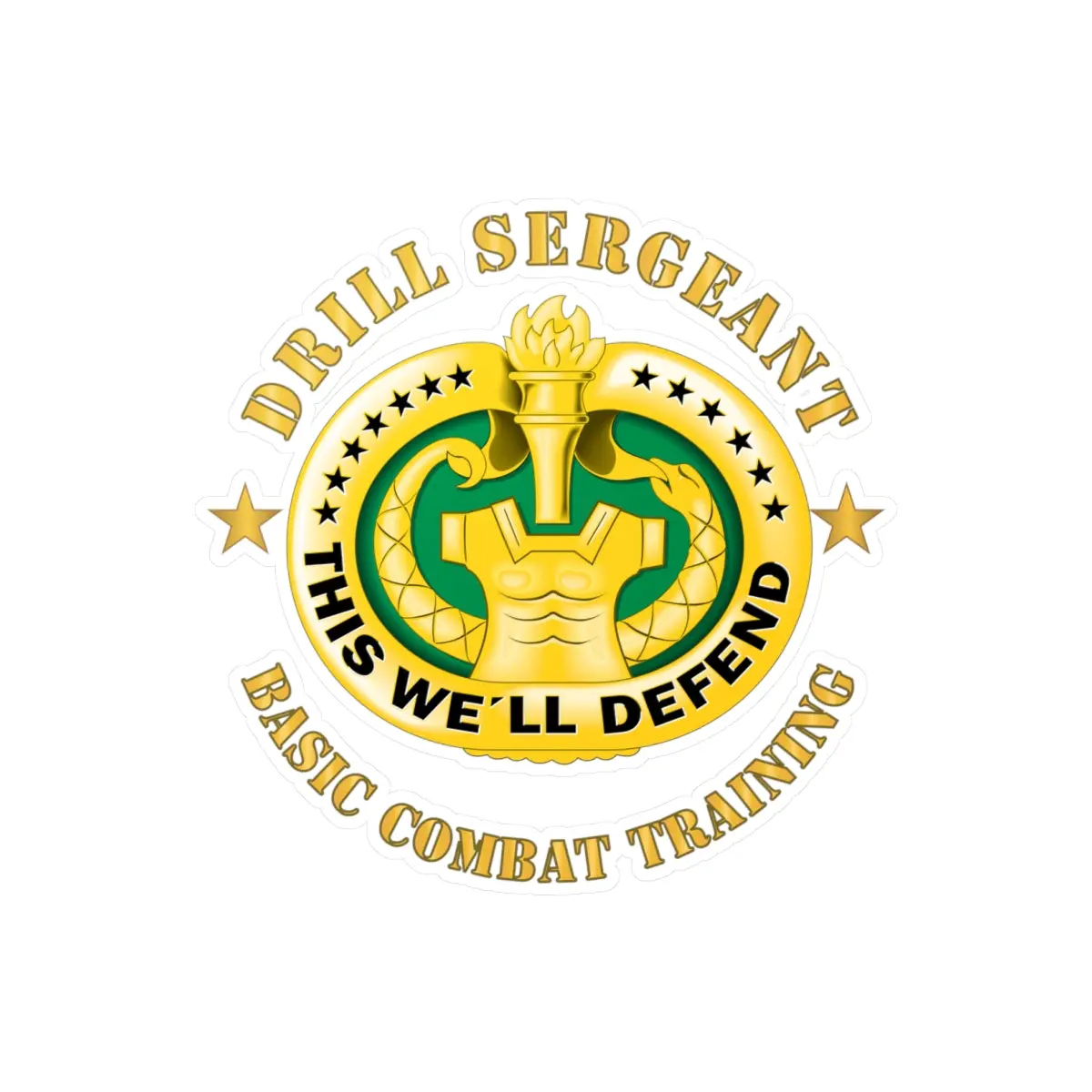 Kiss-Cut Vinyl Decals - Army - Drill Sgt Badge - Basic Combat Training 1