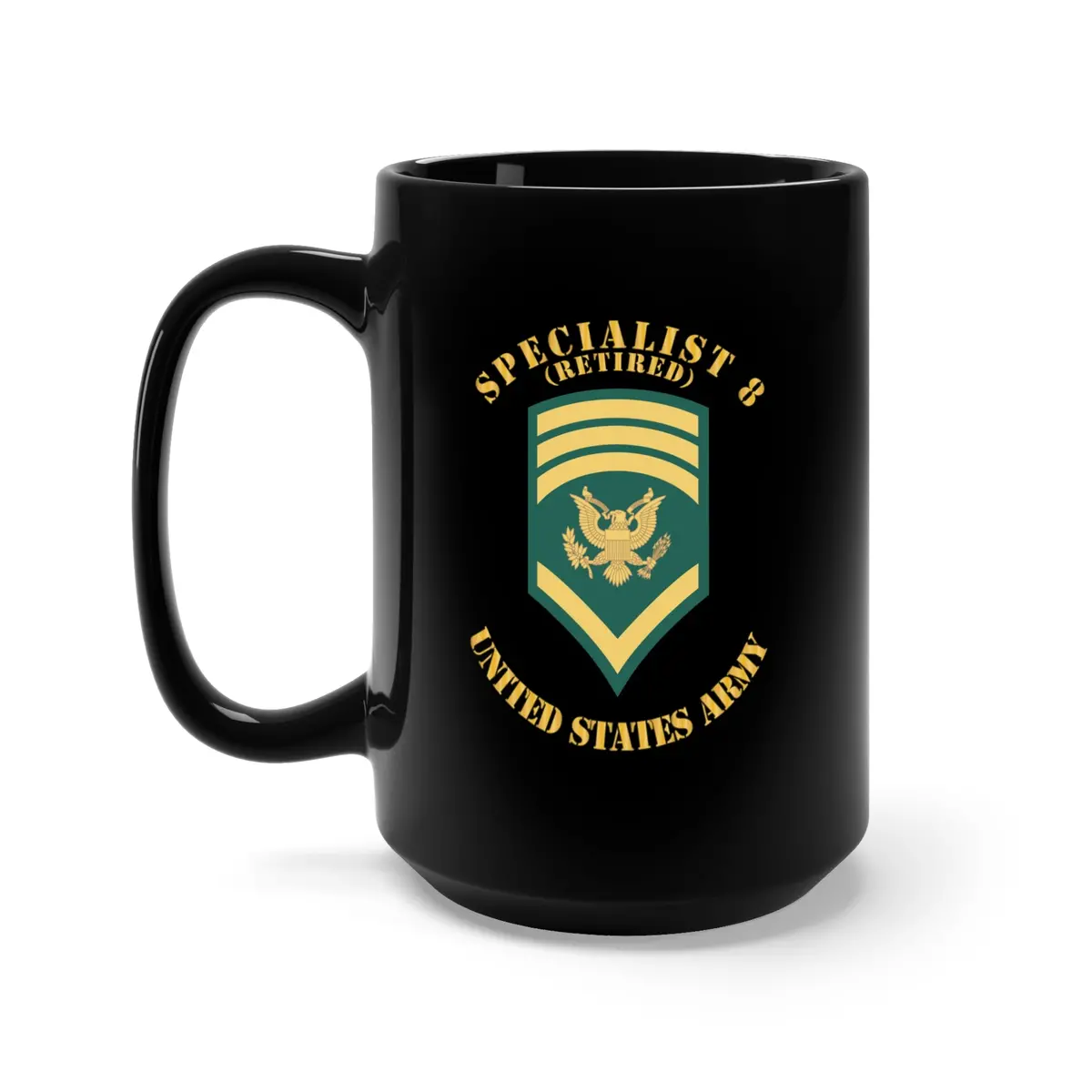 Black Mug 15Oz - Army - Enlisted - Spec 8 - Specialist 8  - Std - Retired X 300 1