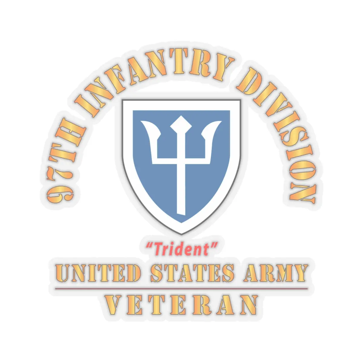 Kiss-Cut Stickers - Army - Ssi - 97Th Infantry Division - Trident - Us Army Veteran X 300 2