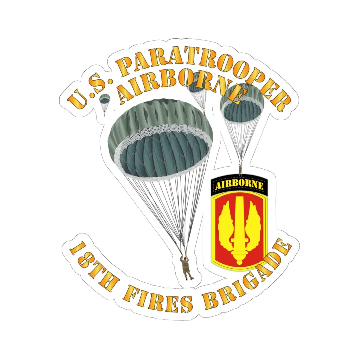 Kiss - Cut Stickers - Army - Us Paratrooper - 18Th Fires Brigade 1
