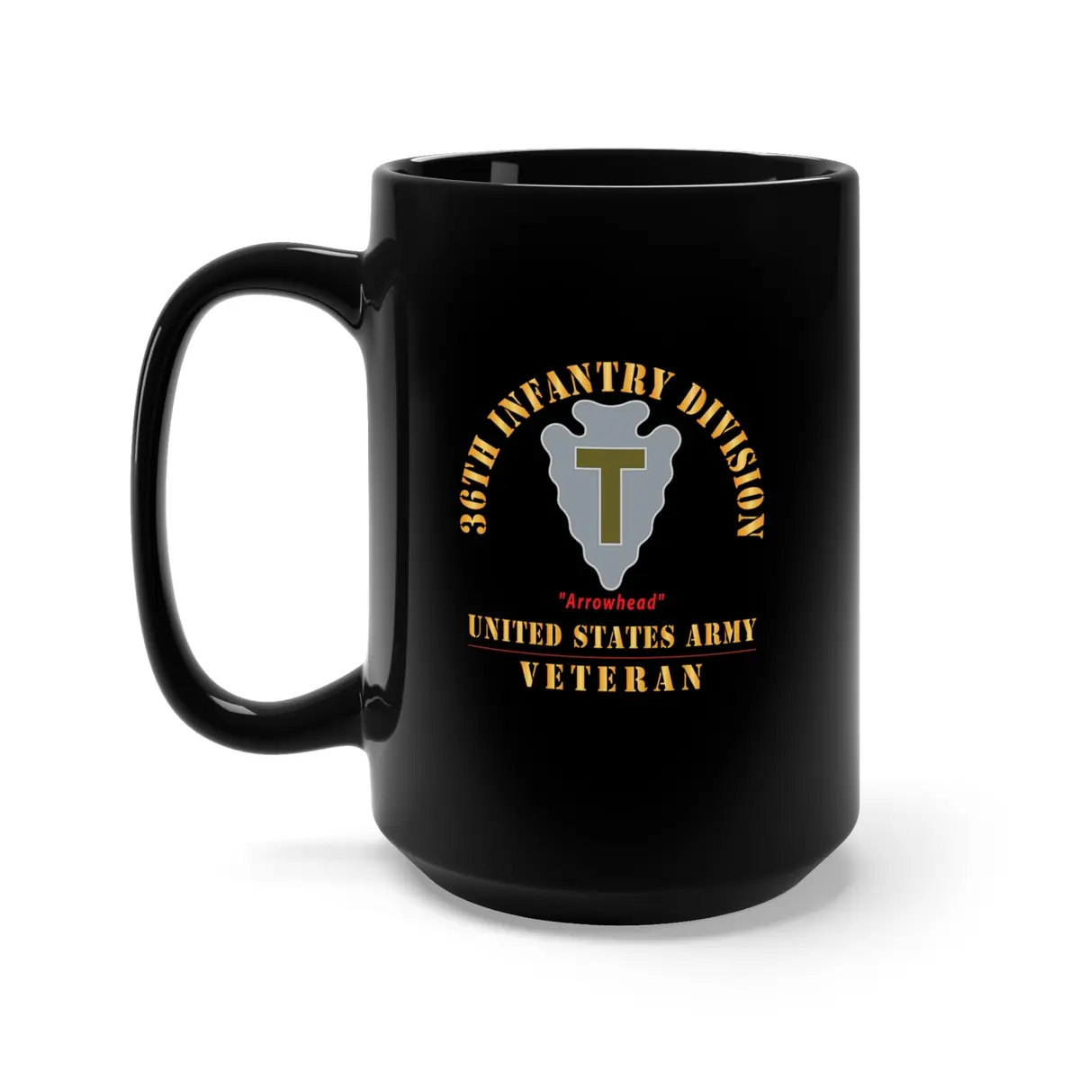 Black Mug 15Oz - Army - Dui - 36Th Infantry Division - Arrowhead - Us Army Veteran X 300 1