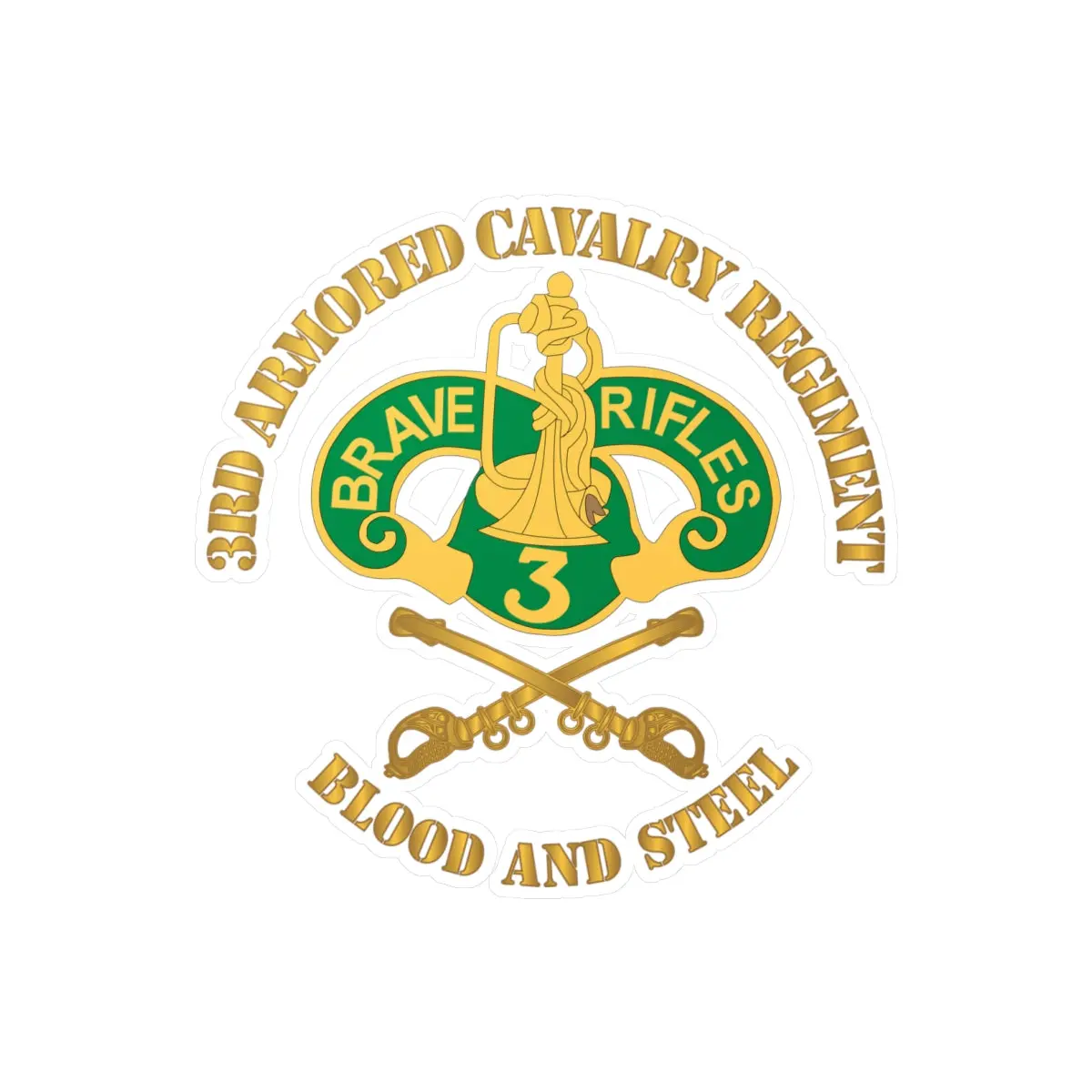 Kiss-Cut Vinyl Decals - Army - 3Rd Armored Cavalry Regiment Dui - Blood And Steel X 300 1