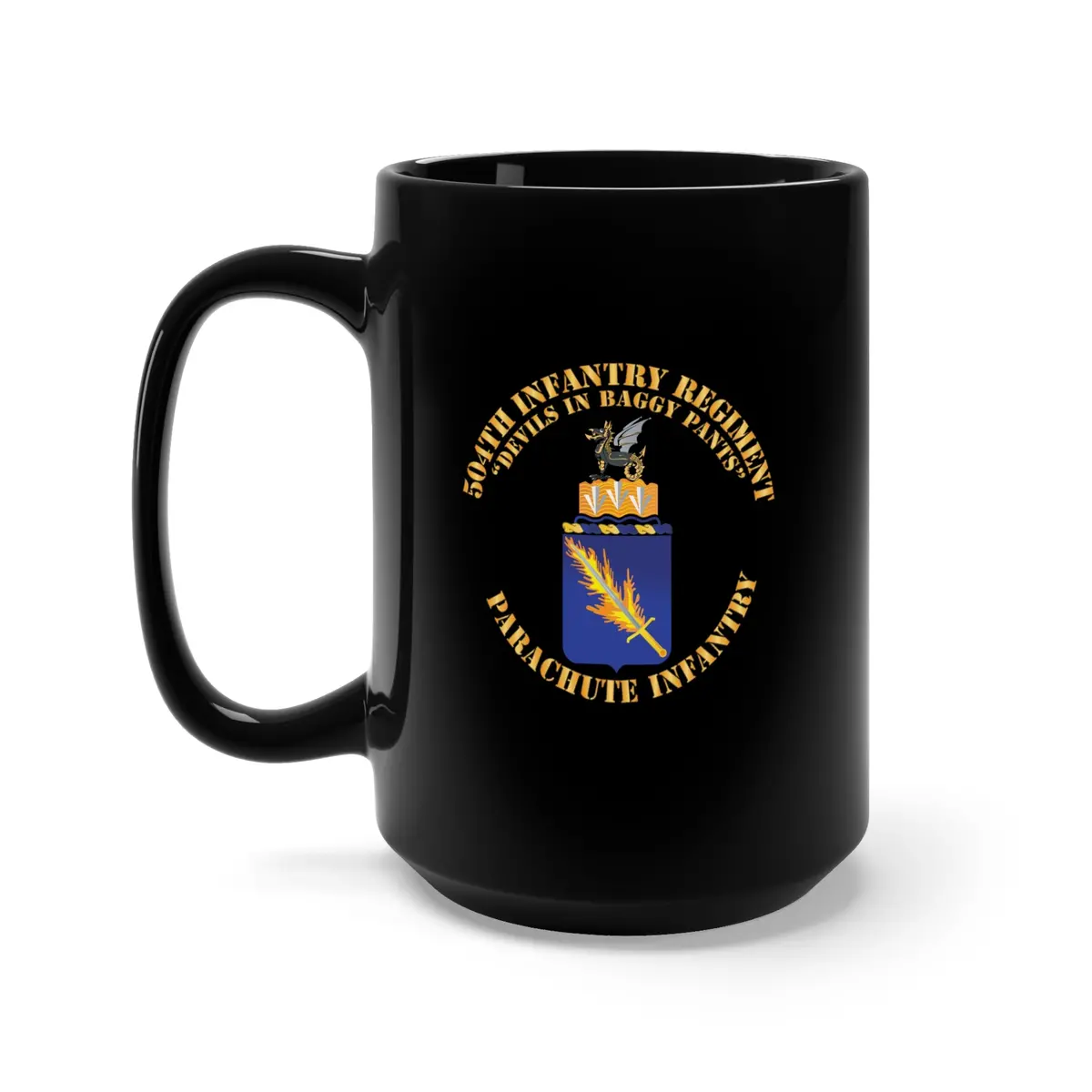 Black Mug 15Oz - Army - Coa - 504Th Infantry Regiment X 300 1