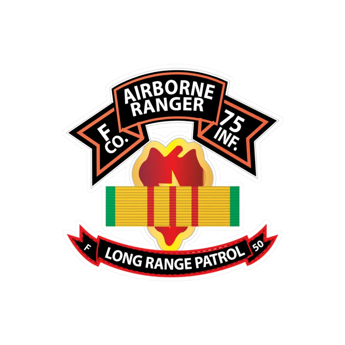 Kiss-Cut Vinyl Decals - Ssi - Vietnam - F Co 75Th Ranger - 25Th Infantry Division - Vn Ribbon - Lrsd  X 300 1