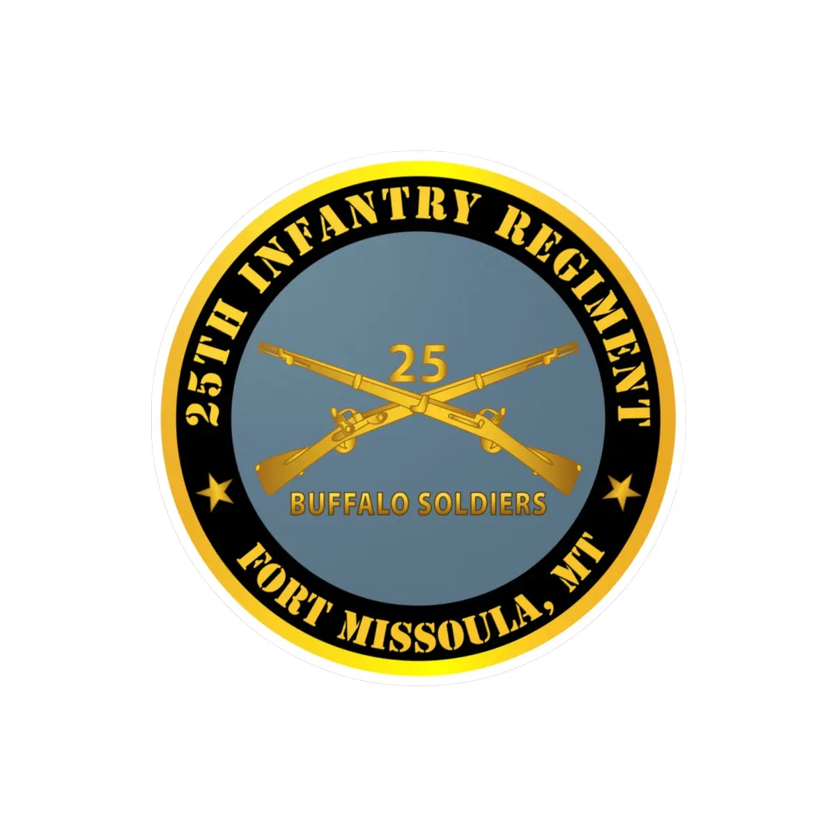 Kiss-Cut Vinyl Decals - Army - 25Th Infantry Regiment - Fort Missoula, Mt - Buffalo Soldiers W Inf Branch V1 1