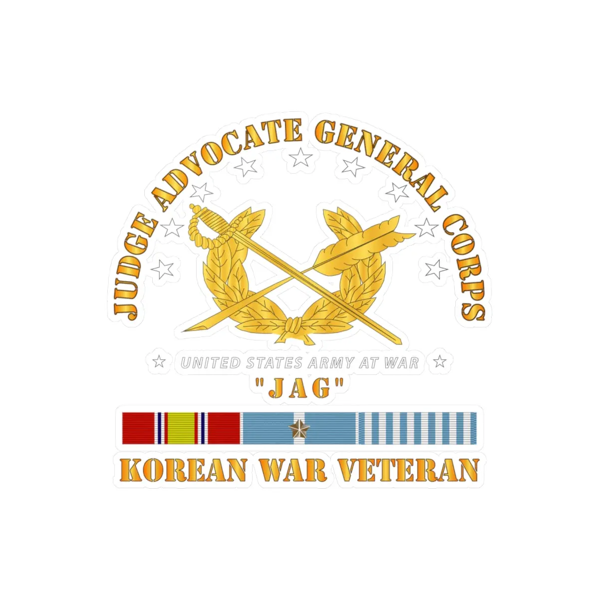 Kiss-Cut Vinyl Decals - Army - Jag Branch W Korean Svc 1