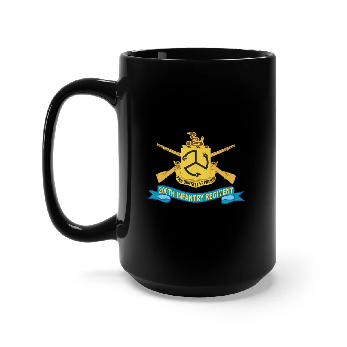 Black Mug 15Oz - Army - 200Th Infantry Regiment - Dui W Br - Ribbon X 300 1