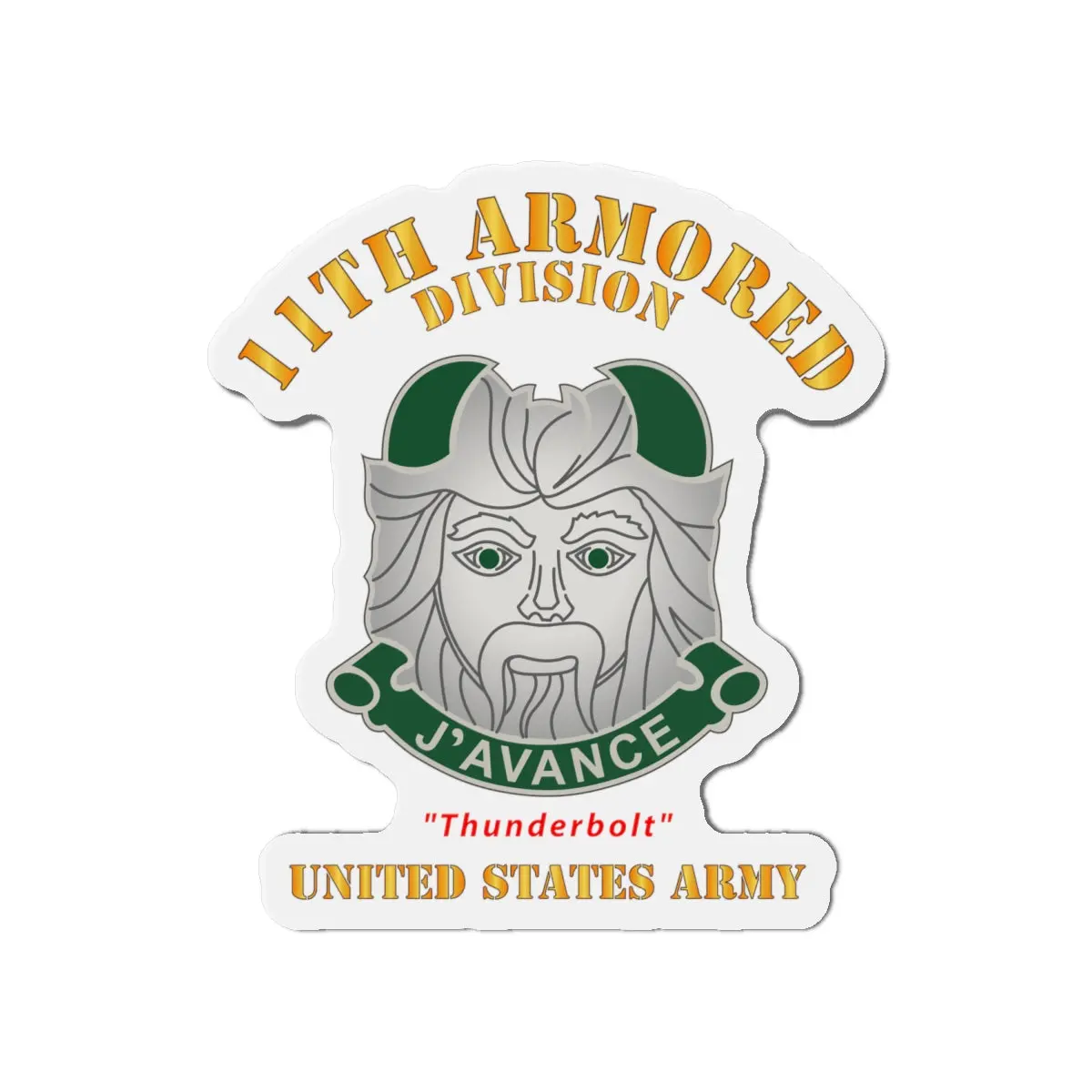 Die-Cut Magnets - Army - Dui - 11Th Armored Division - Thunderbolt - Us Army X 300 1